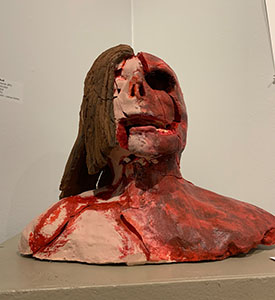 Image of Liam Nickerson's ceramic sculpture, Immolation of Self.